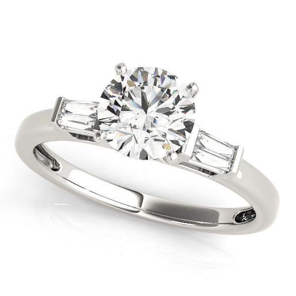 Majestic Fancy Shape Baguette Remounts Round Diamond Engagement Ring — 9K/18K Gold & Platinum