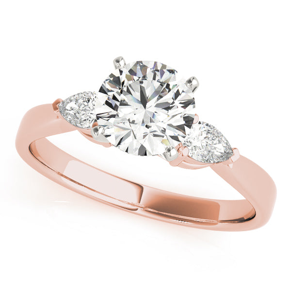 Sculpted Three-Stone Pear Diamond Engagement Ring — 9K/18K Gold & Platinum