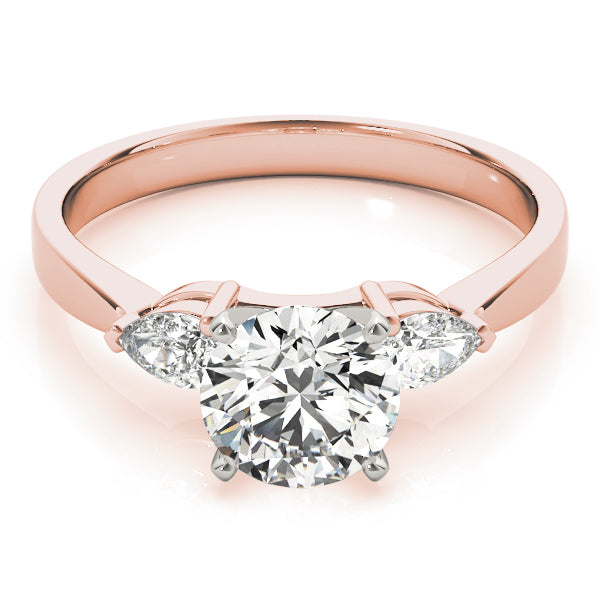 Sculpted Three-Stone Pear Diamond Engagement Ring — 9K/18K Gold & Platinum