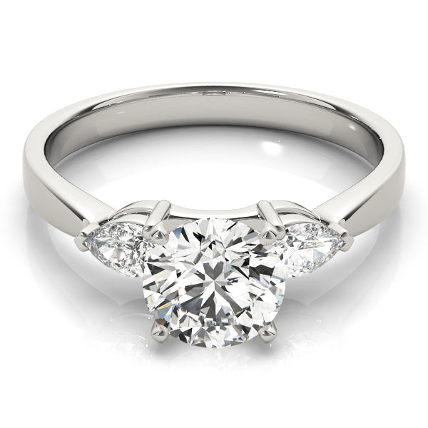 Sculpted Three-Stone Pear Diamond Engagement Ring — 9K/18K Gold & Platinum