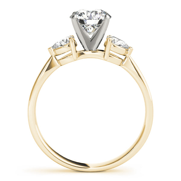 Sculpted Three-Stone Pear Diamond Engagement Ring — 9K/18K Gold & Platinum