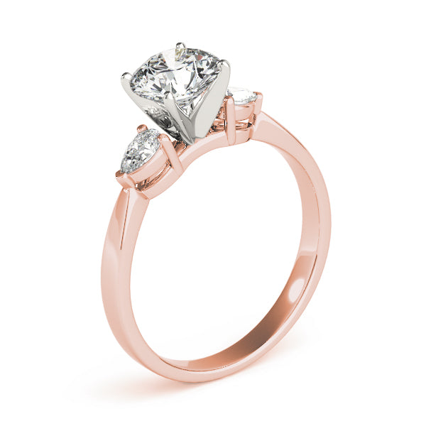 Sculpted Three-Stone Pear Diamond Engagement Ring — 9K/18K Gold & Platinum