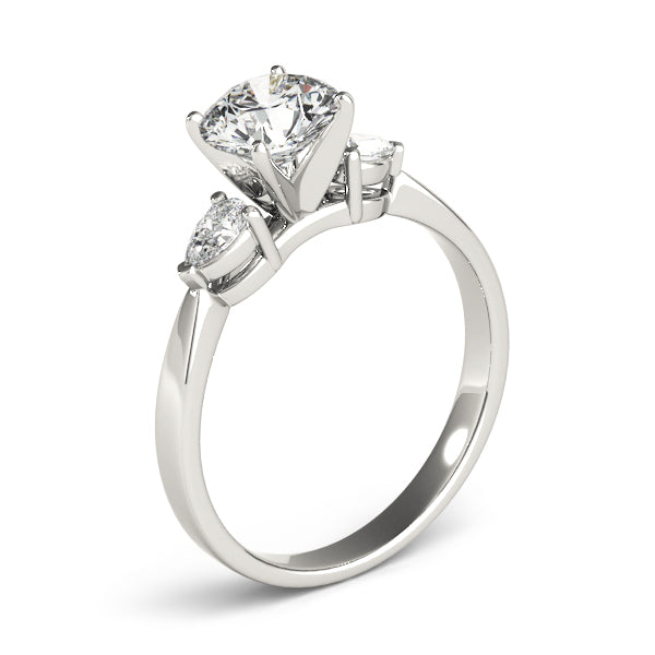 Sculpted Three-Stone Pear Diamond Engagement Ring — 9K/18K Gold & Platinum