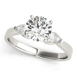 Sculpted Three-Stone Pear Diamond Engagement Ring — 9K/18K Gold & Platinum
