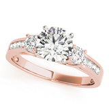 Statement Three-Stone Round Diamond Engagement Ring — 9K/18K Gold & Platinum