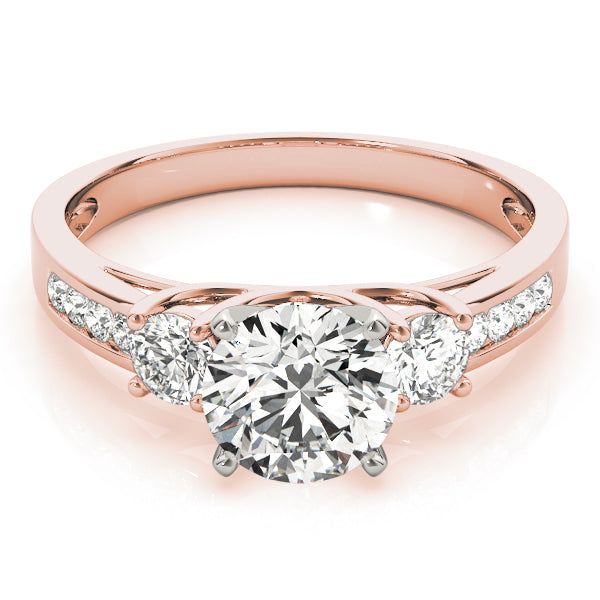 Statement Three-Stone Round Diamond Engagement Ring — 9K/18K Gold & Platinum