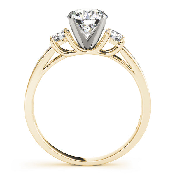 Statement Three-Stone Round Diamond Engagement Ring — 9K/18K Gold & Platinum