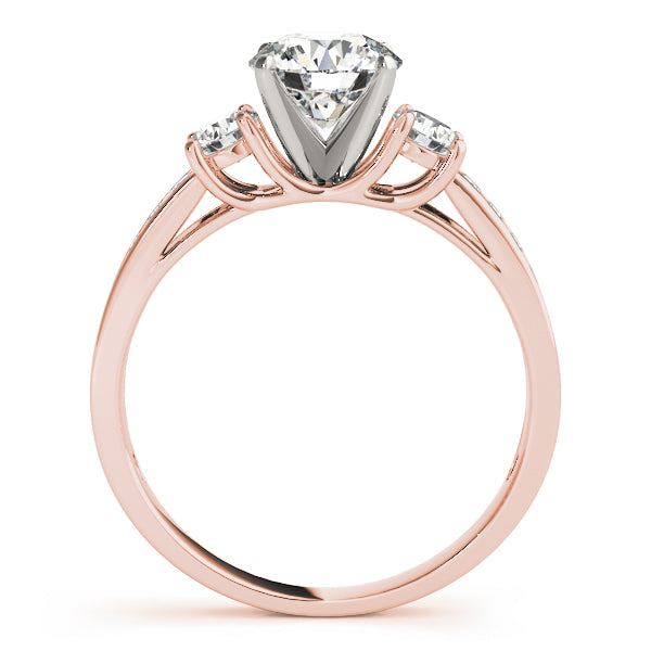 Statement Three-Stone Round Diamond Engagement Ring — 9K/18K Gold & Platinum