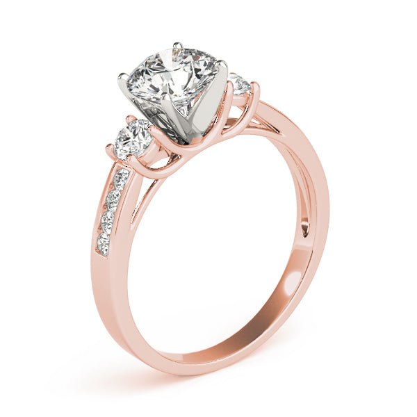Statement Three-Stone Round Diamond Engagement Ring — 9K/18K Gold & Platinum