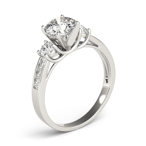 Statement Three-Stone Round Diamond Engagement Ring — 9K/18K Gold & Platinum