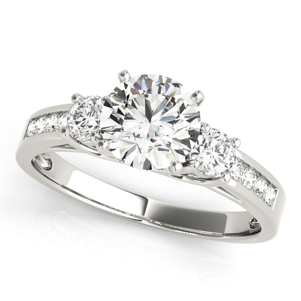 Statement Three-Stone Round Diamond Engagement Ring — 9K/18K Gold & Platinum
