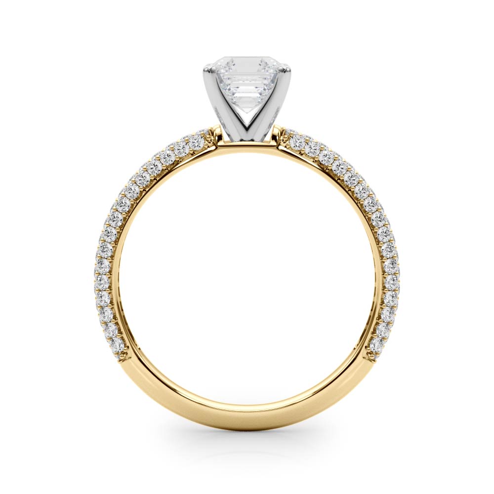 Crowned Pave Round Diamond Engagement Ring — 9K/18K Gold & Platinum