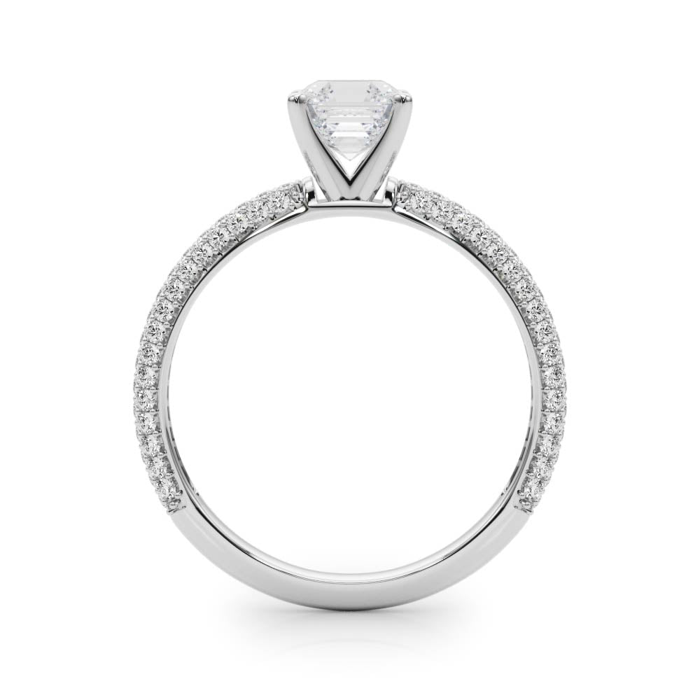Crowned Pave Round Diamond Engagement Ring — 9K/18K Gold & Platinum