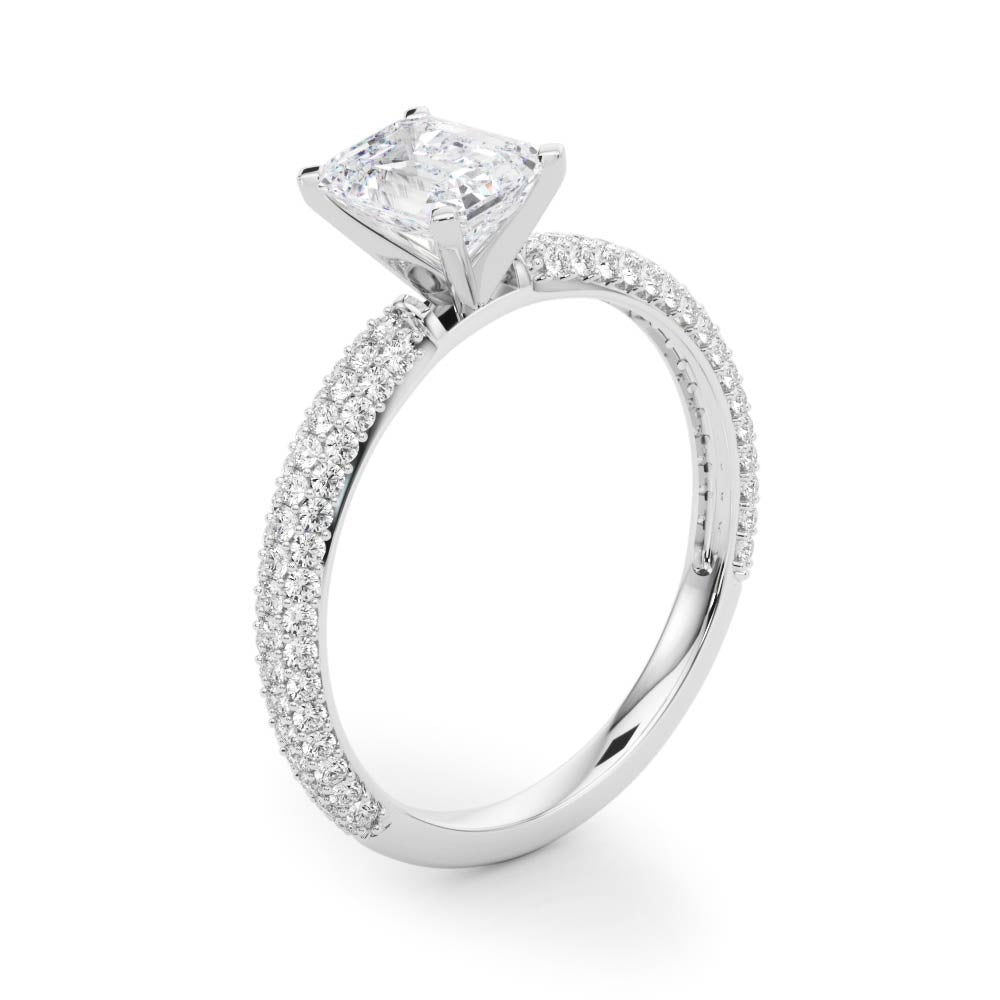 Crowned Pave Round Diamond Engagement Ring — 9K/18K Gold & Platinum