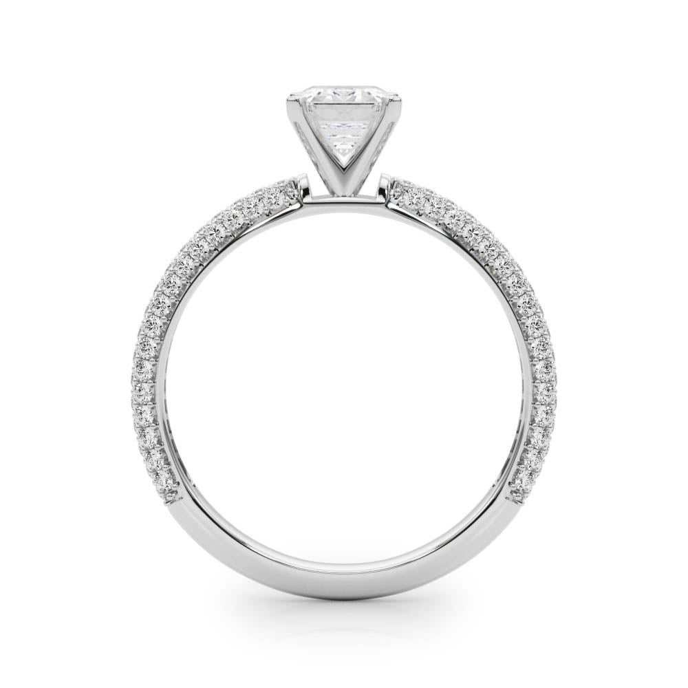 Crowned Pave Round Diamond Engagement Ring — 9K/18K Gold & Platinum