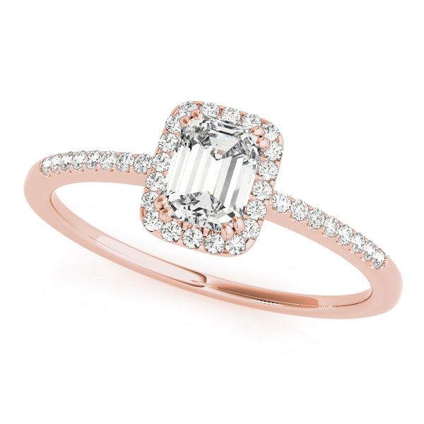 Dazzling Halo Emerald Diamond Engagement Ring — 9K/18K Gold & Platinum