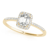 Dazzling Halo Emerald Diamond Engagement Ring — 9K/18K Gold & Platinum