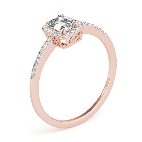 Dazzling Halo Emerald Diamond Engagement Ring — 9K/18K Gold & Platinum