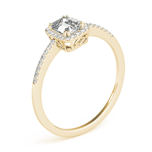 Dazzling Halo Emerald Diamond Engagement Ring — 9K/18K Gold & Platinum