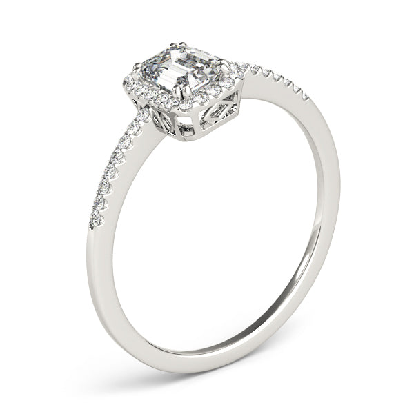 Dazzling Halo Emerald Diamond Engagement Ring — 9K/18K Gold & Platinum