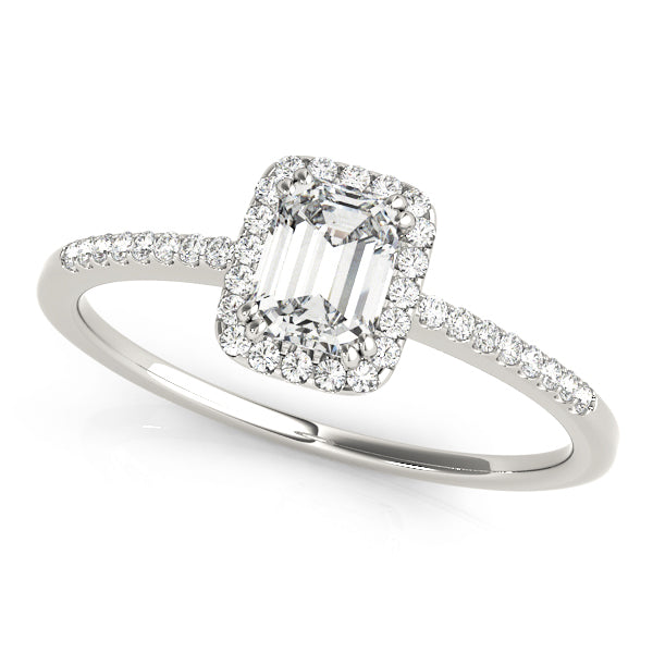 Dazzling Halo Emerald Diamond Engagement Ring — 9K/18K Gold & Platinum