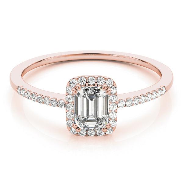 Dazzling Halo Emerald Diamond Engagement Ring — 9K/18K Gold & Platinum