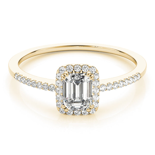 Dazzling Halo Emerald Diamond Engagement Ring — 9K/18K Gold & Platinum
