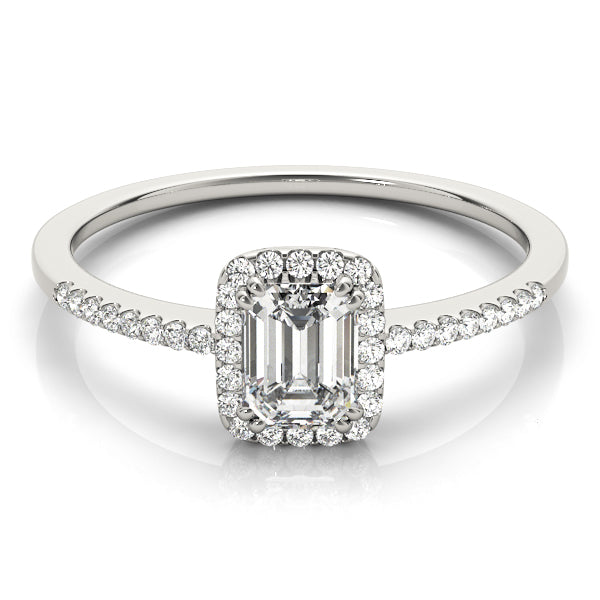 Dazzling Halo Emerald Diamond Engagement Ring — 9K/18K Gold & Platinum