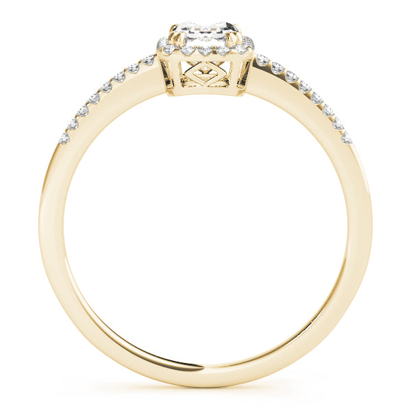 Dazzling Halo Emerald Diamond Engagement Ring — 9K/18K Gold & Platinum