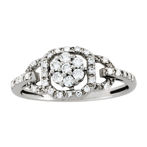 Splendid Diamond Fashion Cluster Round Diamond Engagement Ring — 9K/18K Gold & Platinum