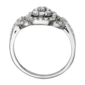 Splendid Diamond Fashion Cluster Round Diamond Engagement Ring — 9K/18K Gold & Platinum
