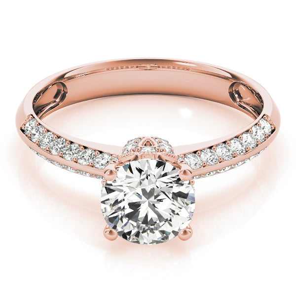 Devoted Pave Round Diamond Engagement Ring — 9K/18K Gold & Platinum