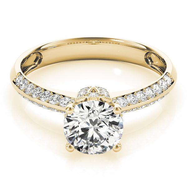 Devoted Pave Round Diamond Engagement Ring — 9K/18K Gold & Platinum