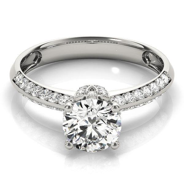 Devoted Pave Round Diamond Engagement Ring — 9K/18K Gold & Platinum