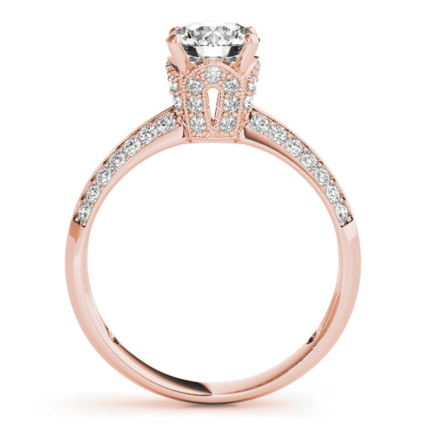Devoted Pave Round Diamond Engagement Ring — 9K/18K Gold & Platinum