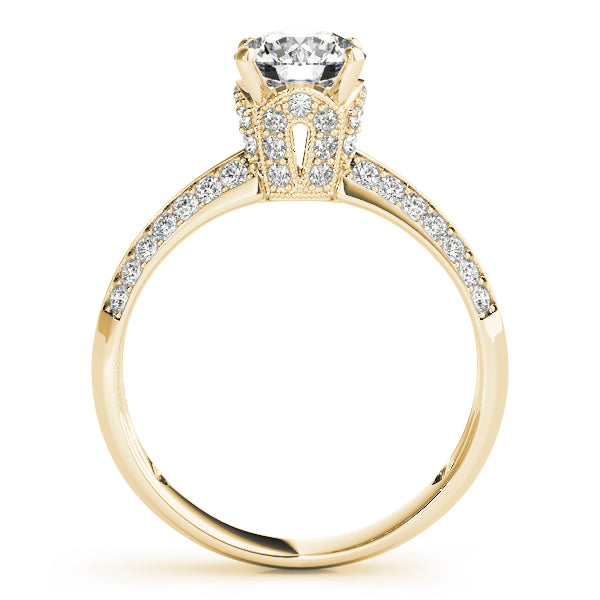 Devoted Pave Round Diamond Engagement Ring — 9K/18K Gold & Platinum