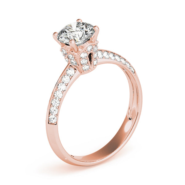 Devoted Pave Round Diamond Engagement Ring — 9K/18K Gold & Platinum