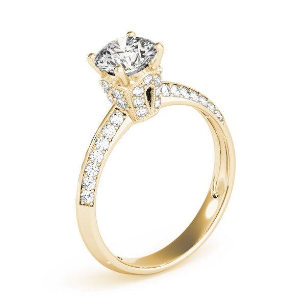 Devoted Pave Round Diamond Engagement Ring — 9K/18K Gold & Platinum