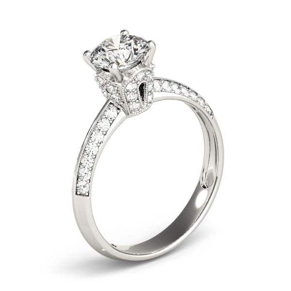 Devoted Pave Round Diamond Engagement Ring — 9K/18K Gold & Platinum