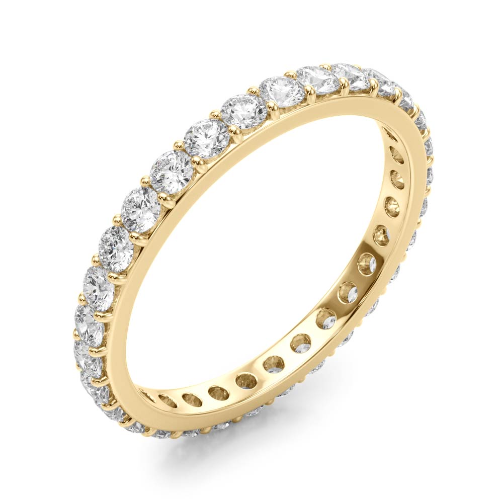 Lab-Grown Round Cut Diamond Prong Set Eternity Wedding Ring.