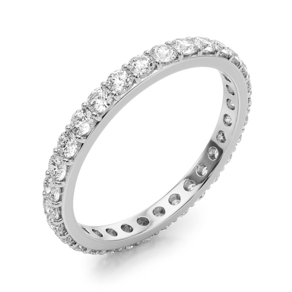 Lab-Grown Round Cut Diamond Prong Set Eternity Wedding Ring.