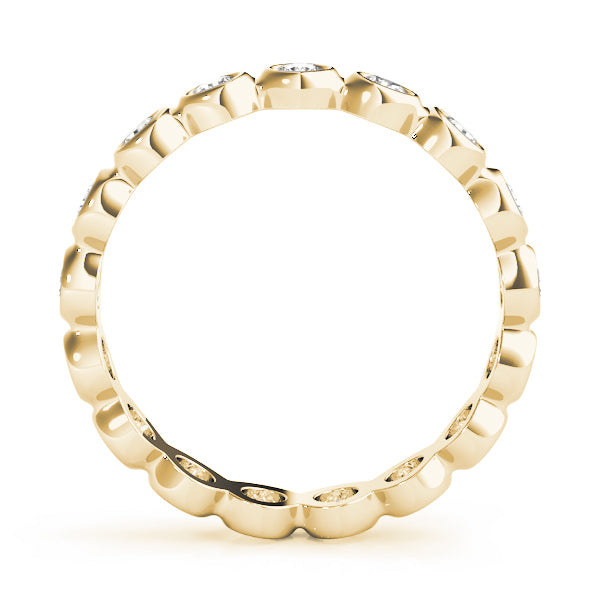 Lab-Grown Round Cut Diamond Bezel Set Eternity Wedding Ring. 