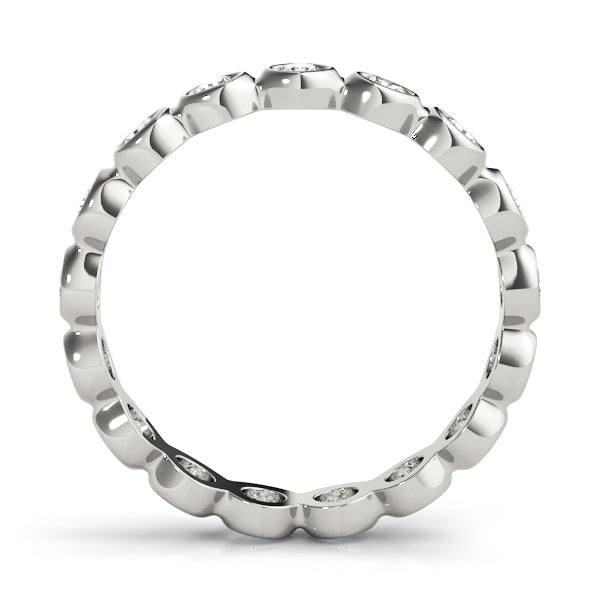 Lab-Grown Round Cut Diamond Bezel Set Eternity Wedding Ring. 
