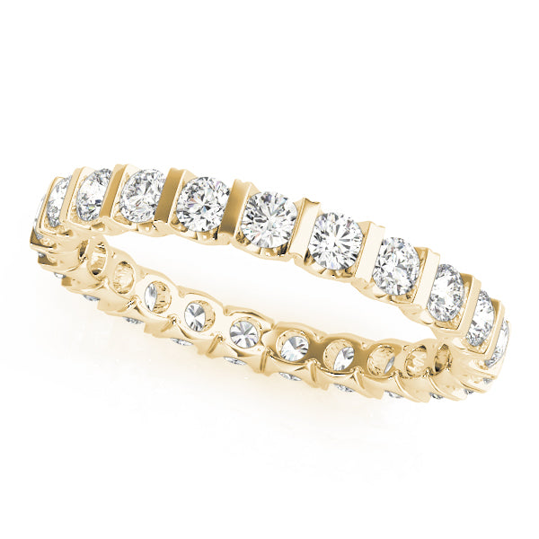 IGI Lab-Grown Round Cut Diamond Bar Set Eternity Wedding Ring.