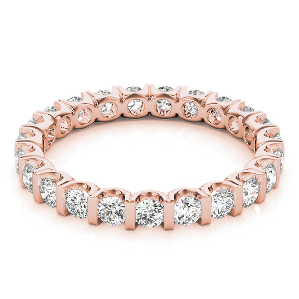IGI Lab-Grown Round Cut Diamond Bar Set Eternity Wedding Ring.
