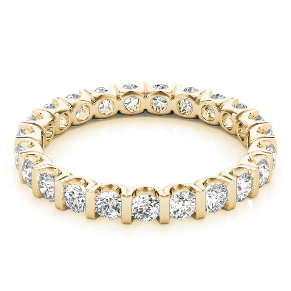 IGI Lab-Grown Round Cut Diamond Bar Set Eternity Wedding Ring.