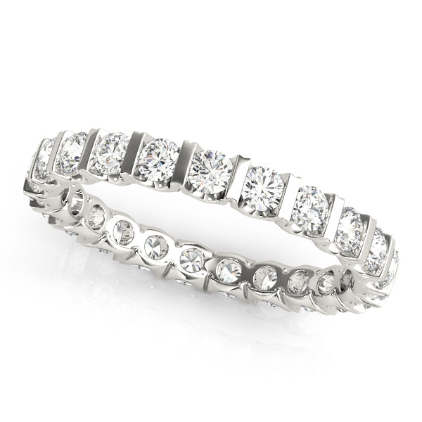 IGI Lab-Grown Round Cut Diamond Bar Set Eternity Wedding Ring.