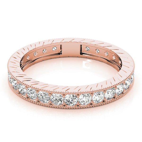 Milgrain Prong in Channel Full Eternity Ring in Gold & Platinum