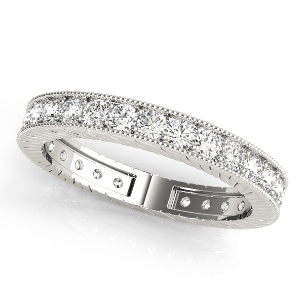 Milgrain Prong in Channel Full Eternity Ring in Gold & Platinum