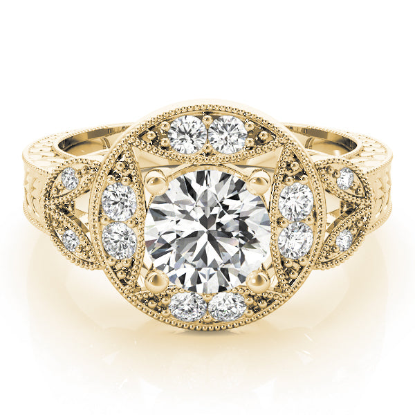 Classic Antique Round Diamond Engagement Ring — 9K/18K Gold & Platinum
